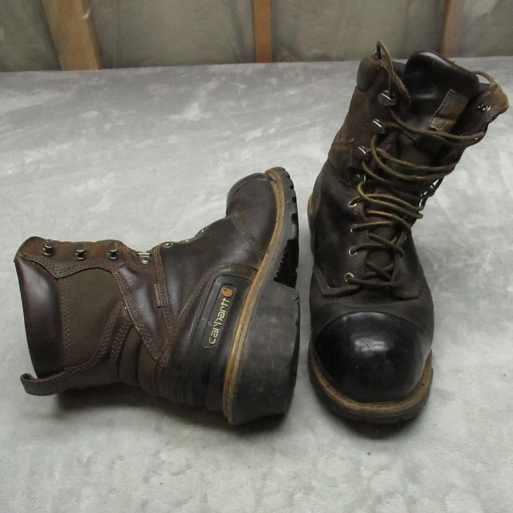 Carhartt Men 9M Boots Brown Waterproof‎ Composite Toe Work Logger Rugged Flex